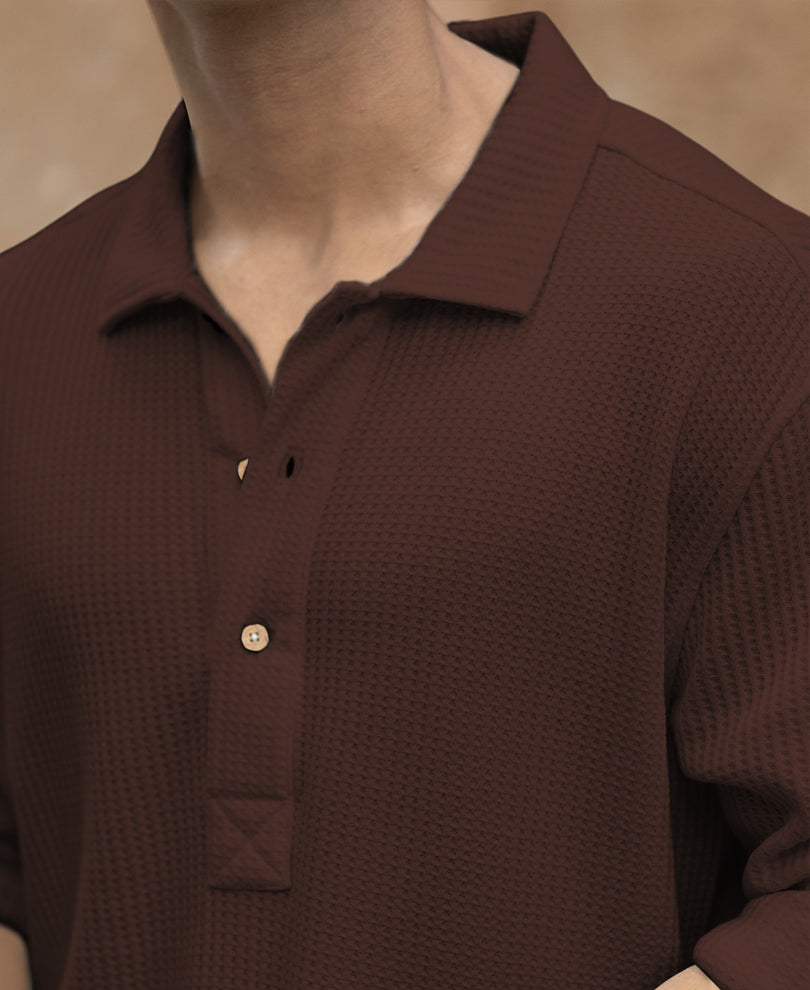 Coffee Structured Knit Cord Set