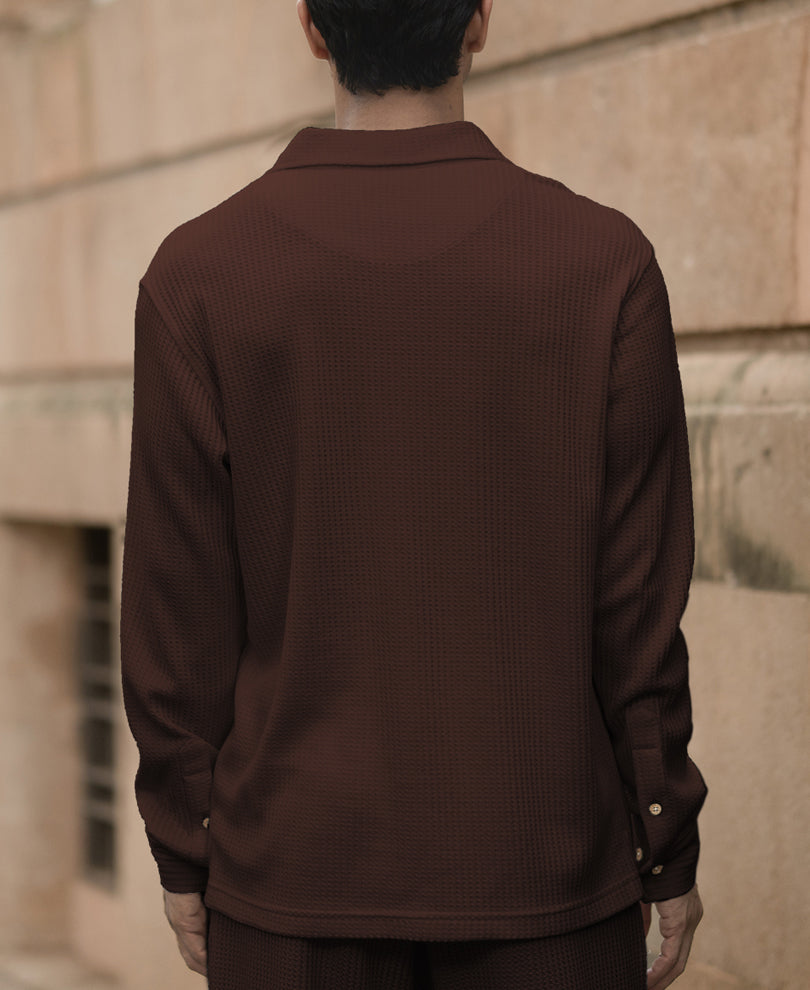 Coffee Structured Knit Cord Set