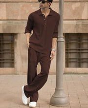 Coffee Structured Knit Cord Set