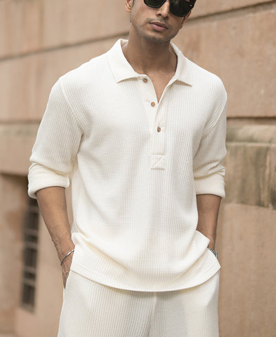 Cream Structured Knit Cord Set