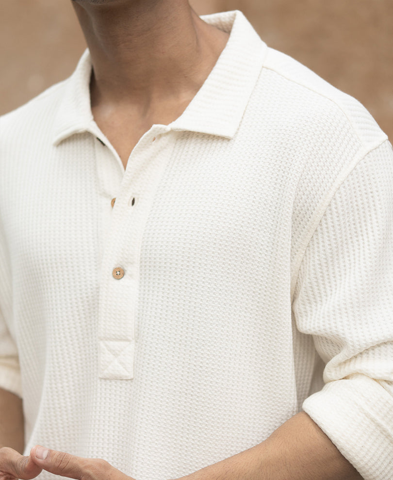Cream Structured Knit Cord Set