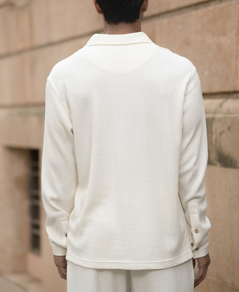 Cream Structured Knit Cord Set