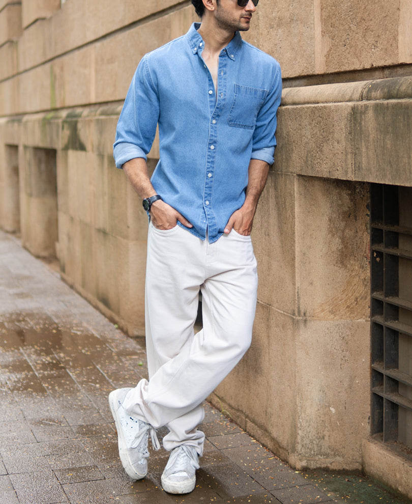 Blue Washed Denim Shirt