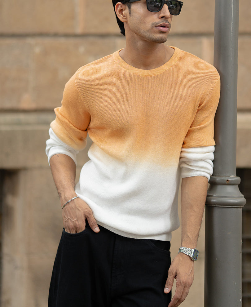 Apricot Orange Ombre Knit T-Shirt
