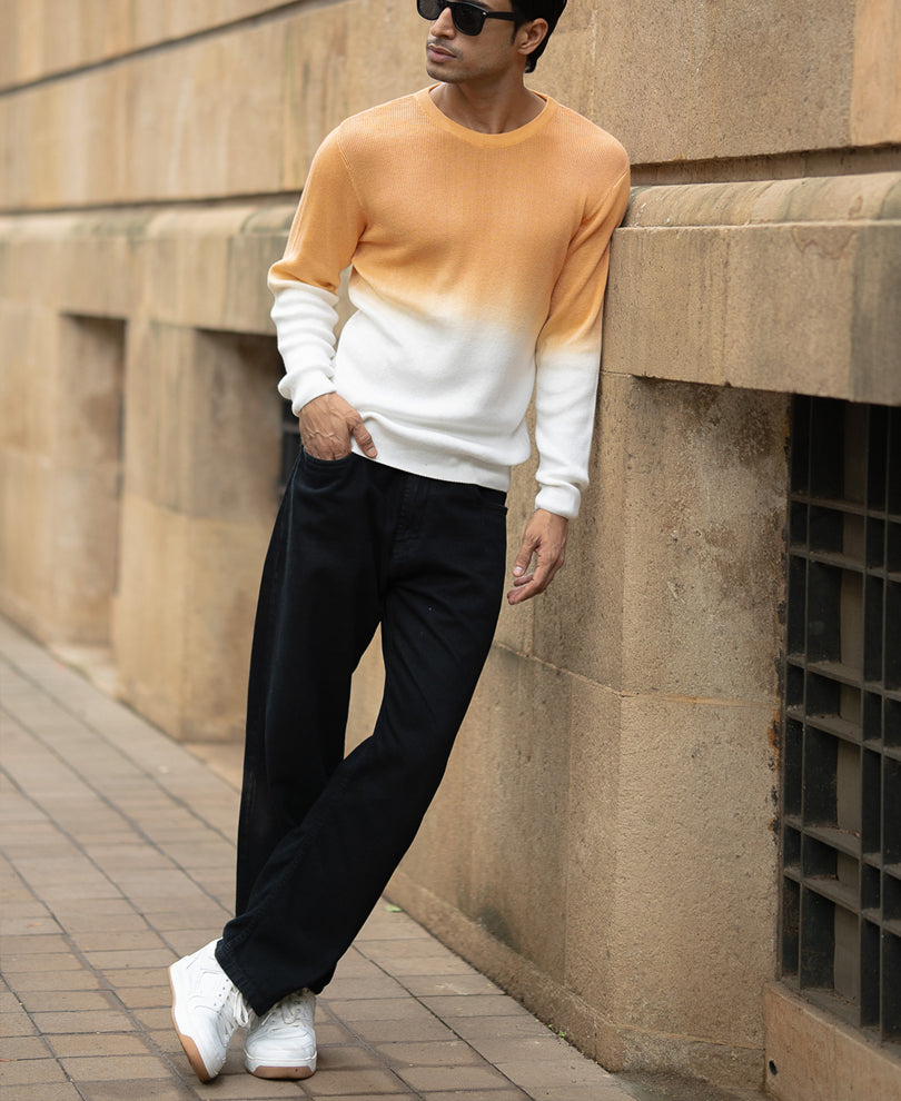 Apricot Orange Ombre Knit T-Shirt