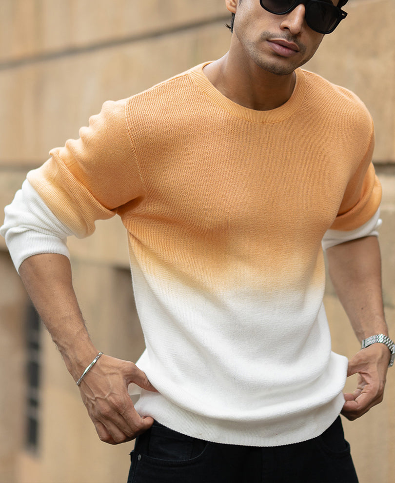 Apricot Orange Ombre Knit T-Shirt
