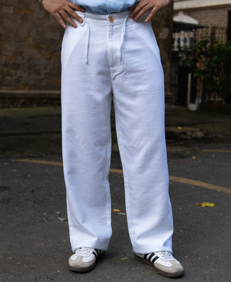 White Cotton Baggy Trouser