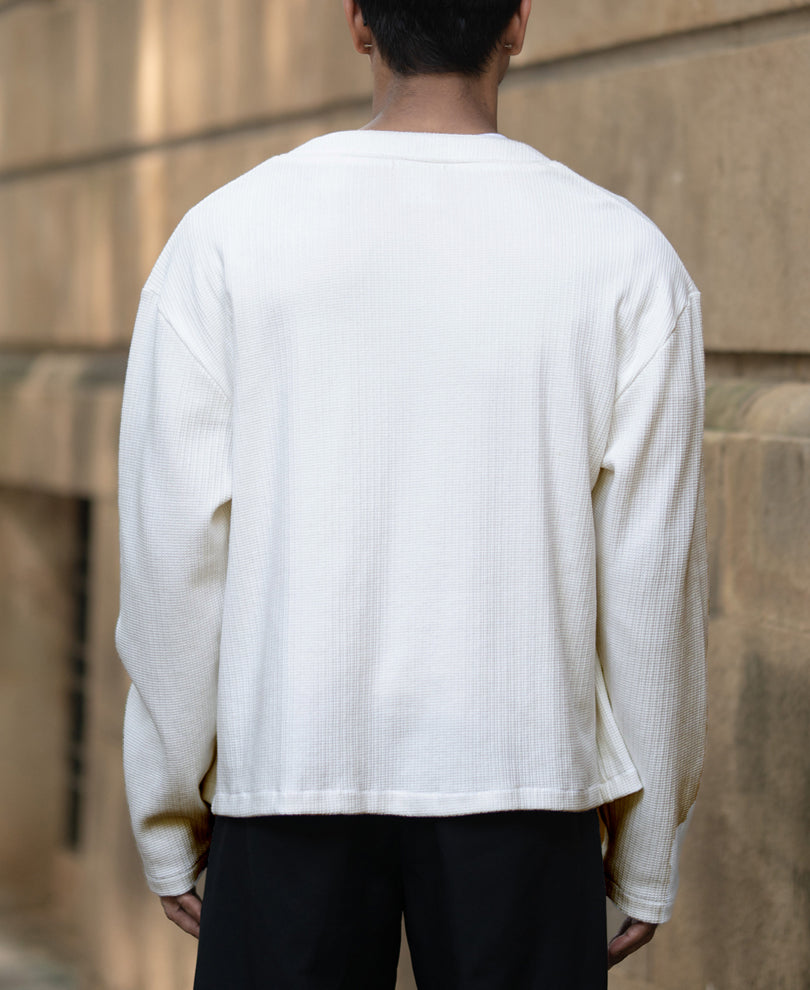 Off White Structured Knit Cardigan