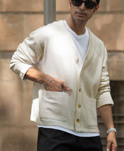 Off White Structured Knit Cardigan