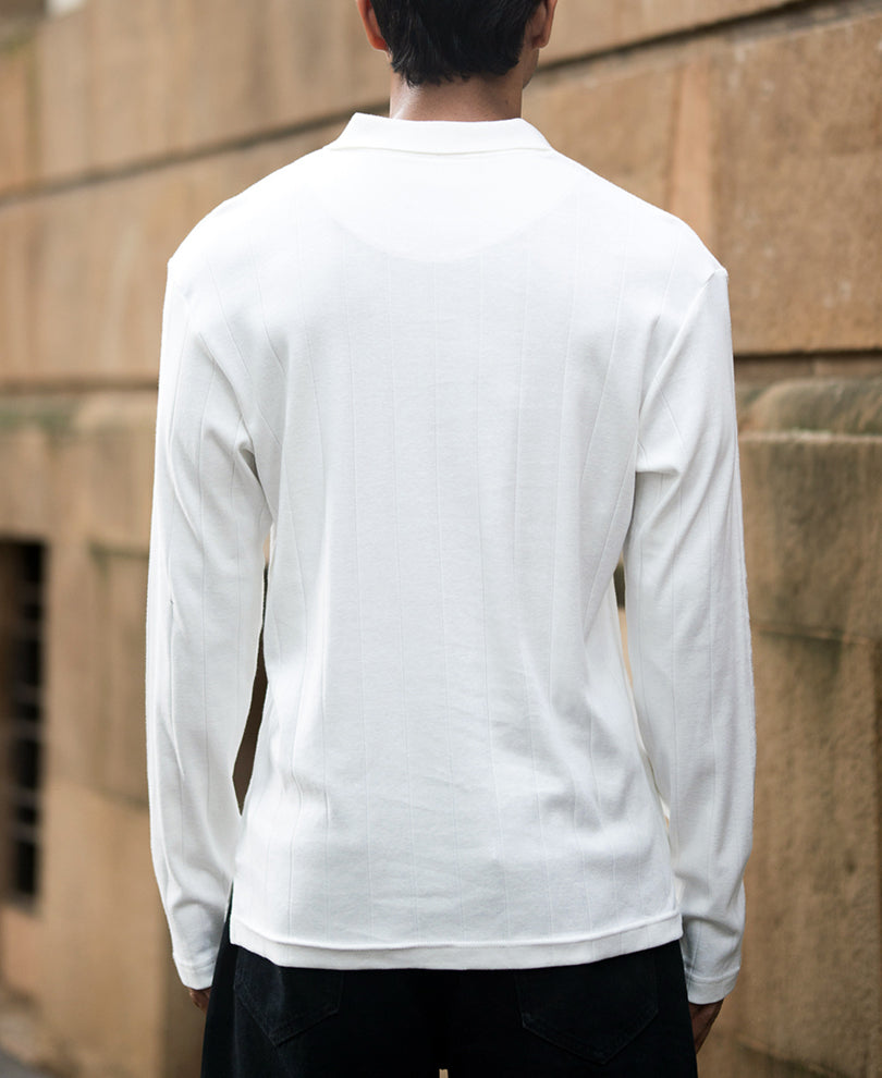 Off-White Knitted Zipper Polo T-Shirt