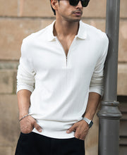 Off-White Knitted Zipper Polo T-Shirt