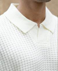 Off White Knit Polo Neck Sweater