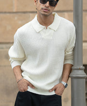 Off White Knit Polo Neck Sweater