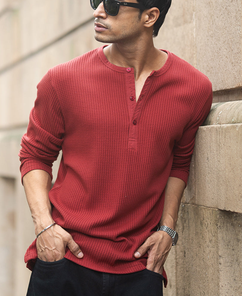 Brick Knit Henley T-Shirt