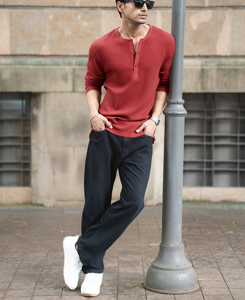 Brick Knit Henley T-Shirt