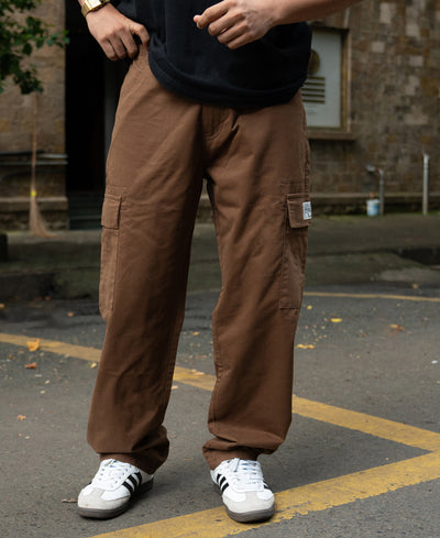 Dark Tan Cotton Baggy Cargo Pant