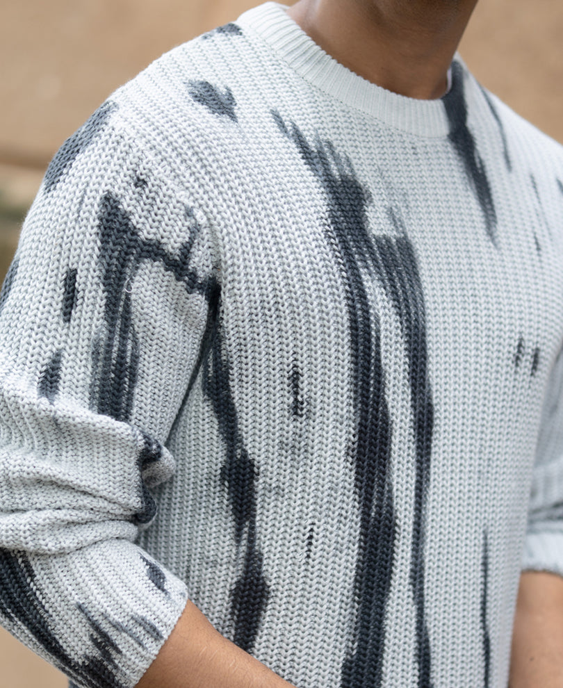 Light Grey Tie-Dye Cotton Sweater