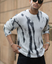 Light Grey Tie-Dye Cotton Sweater