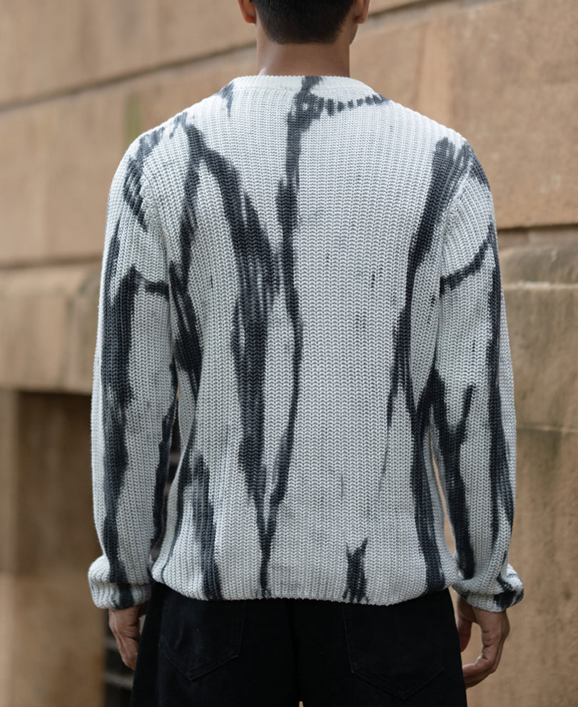 Light Grey Tie-Dye Cotton Sweater