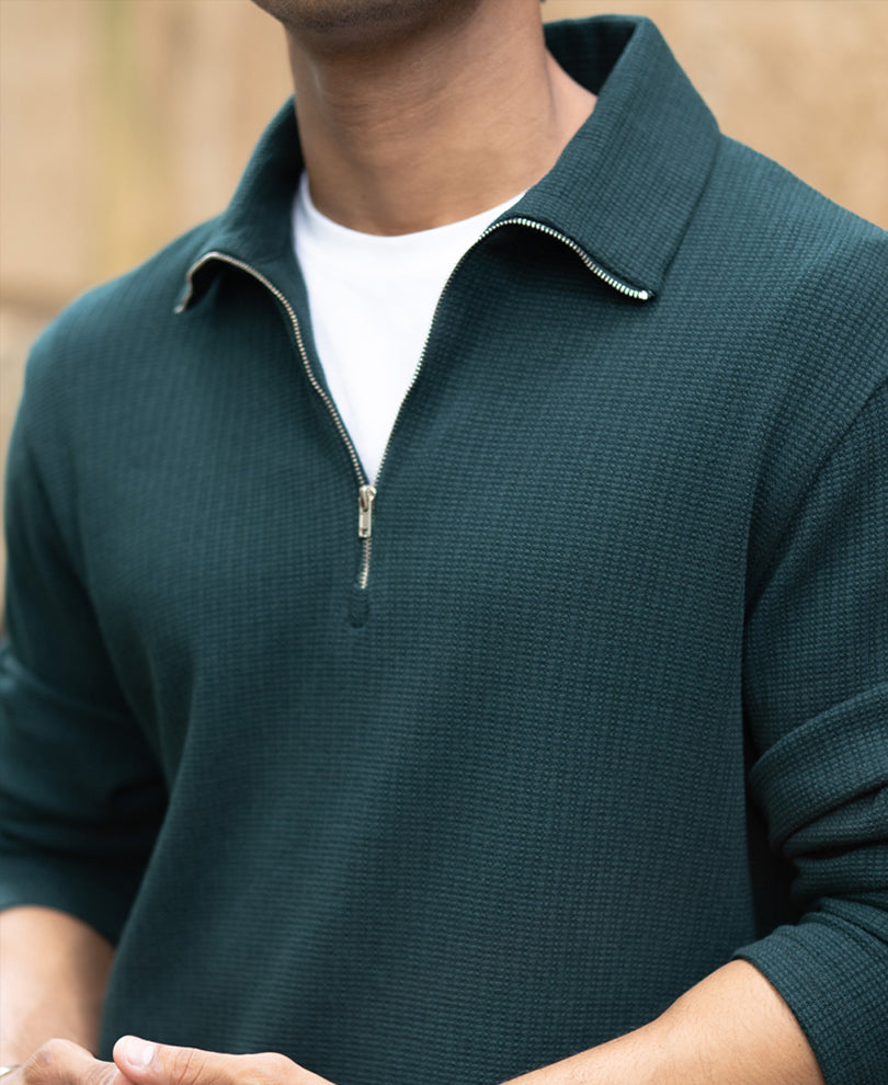 Pine Structured Zipper T-Shirt