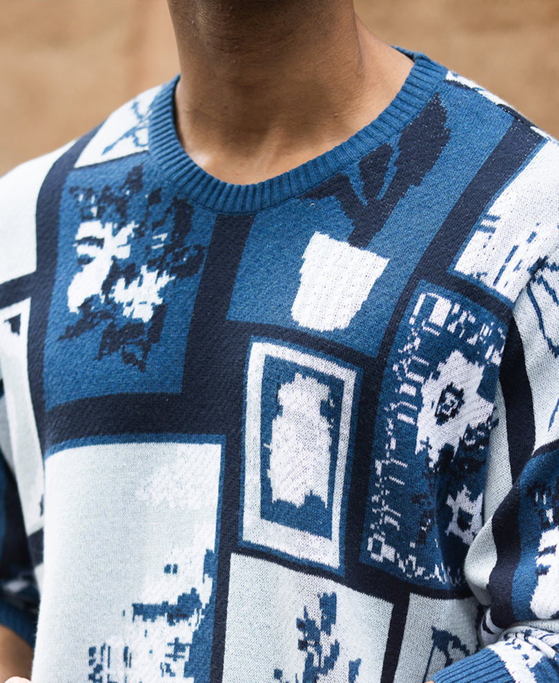 Multicolour Jaquard Knit T-Shirt