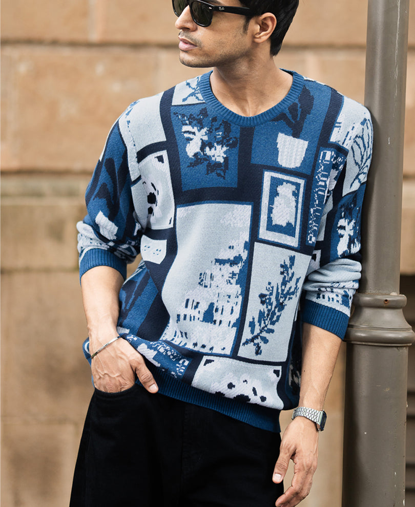 Multicolour Jaquard Knit T-Shirt