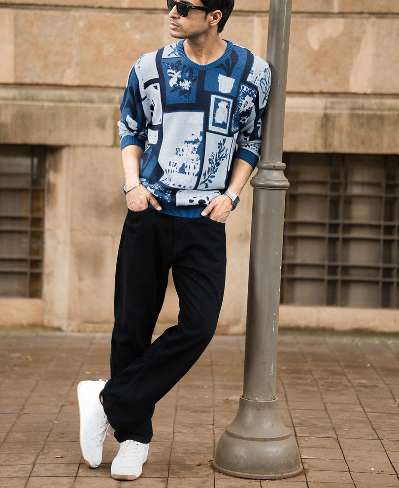 Multicolour Jaquard Knit T-Shirt