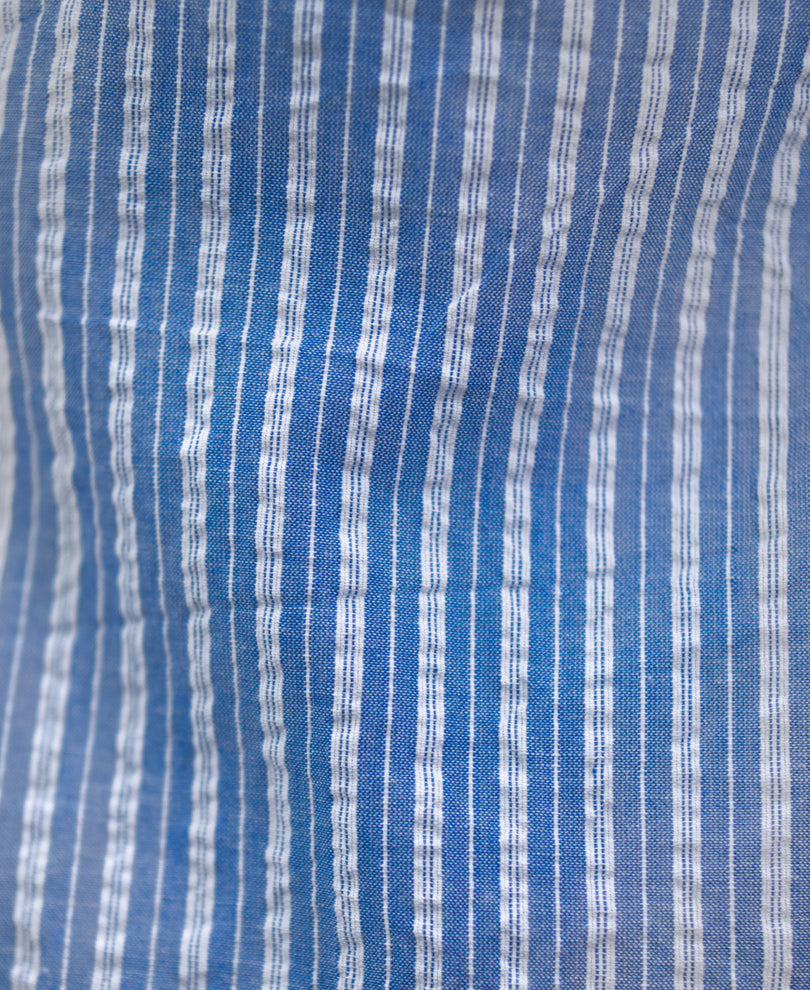 Blue Seersucker Striped Shirt