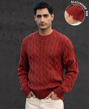 Ochre Distressed Cable Knit T-Shirt.