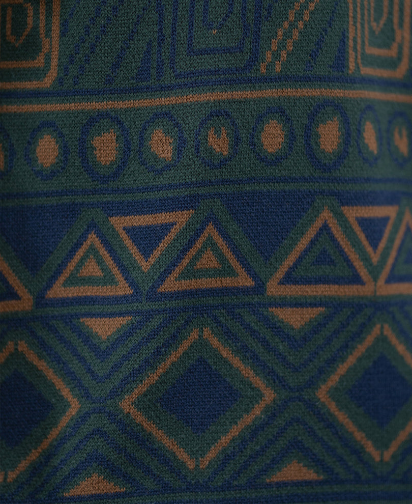 Multicolour Geometric Jacquard Knit T-Shirt