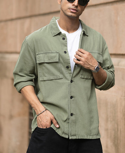 Olive Denim Overshirt
