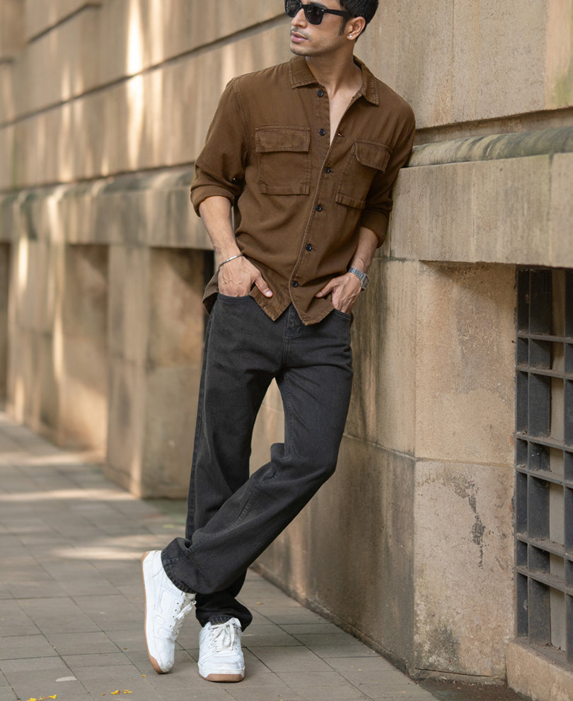 Dark Brown Denim Overshirt