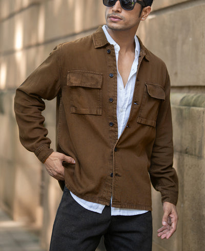 Dark Brown Denim Overshirt