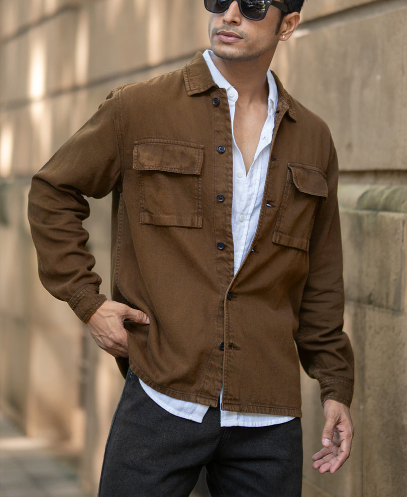 Dark Brown Denim Overshirt