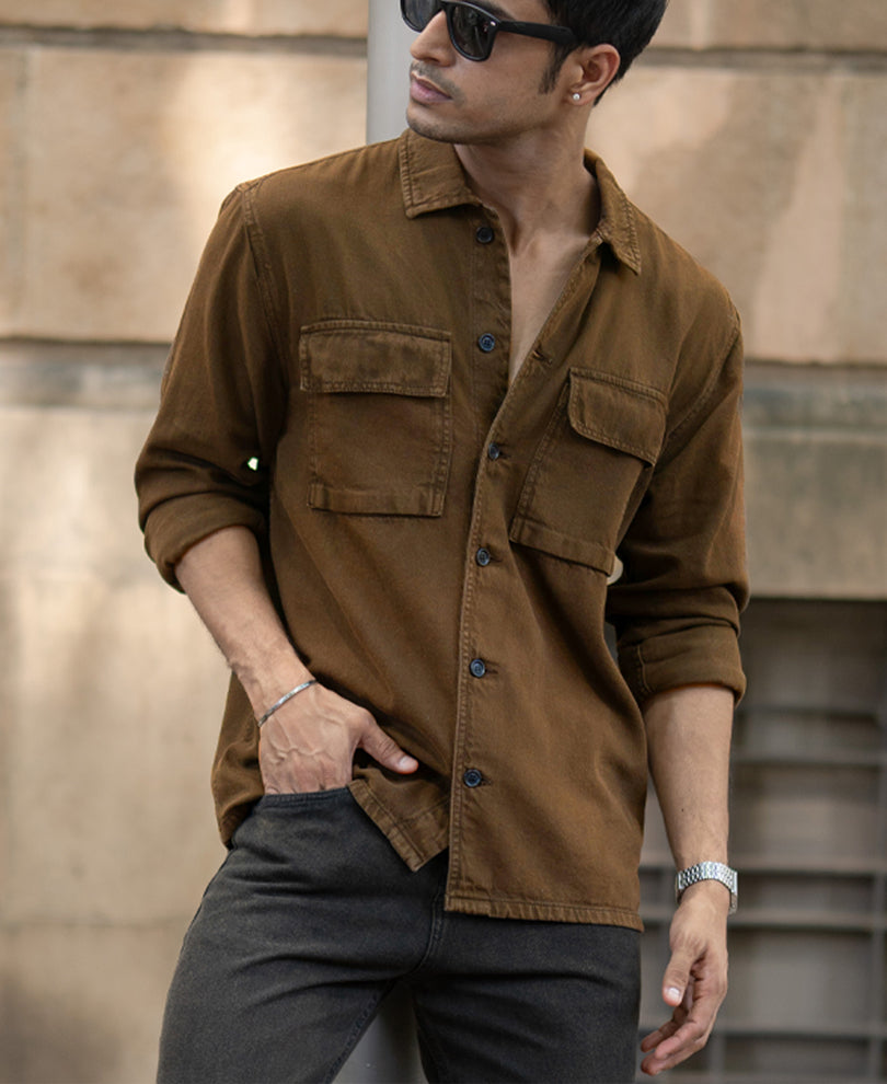 Dark Brown Denim Overshirt