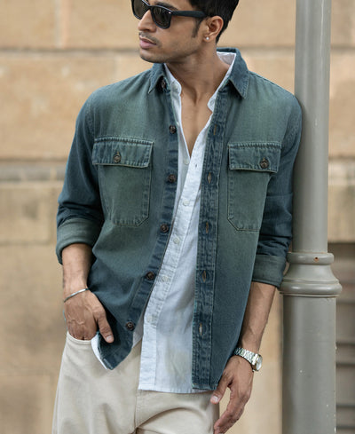 Tinted Blue Denim Overshirt