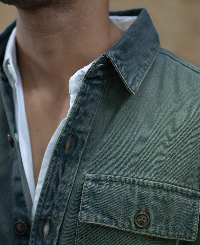 Tinted Blue Denim Overshirt