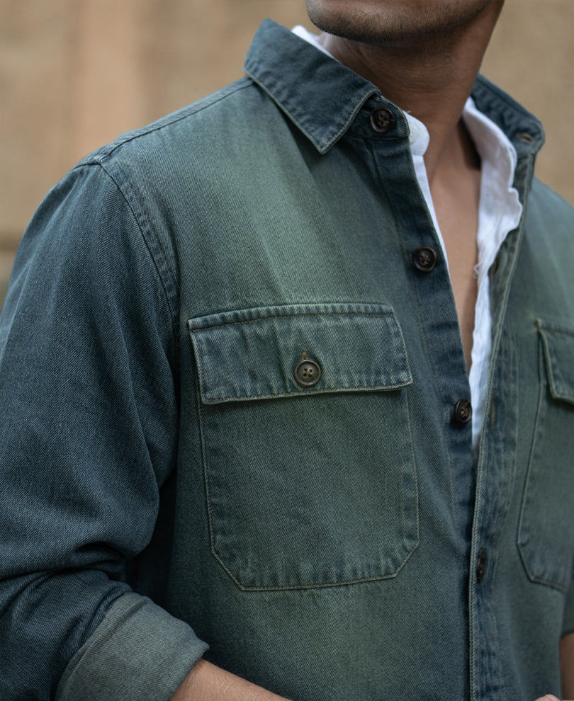 Tinted Blue Denim Overshirt