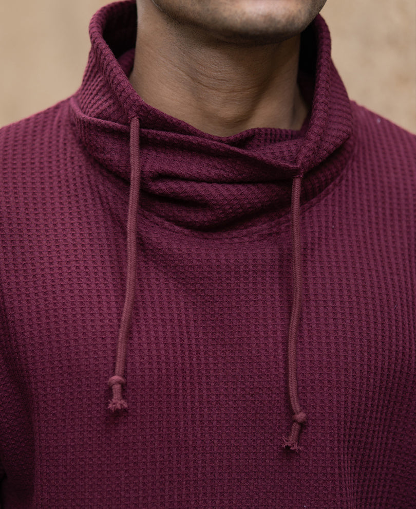 Wine Structured High Neck T-Shirt