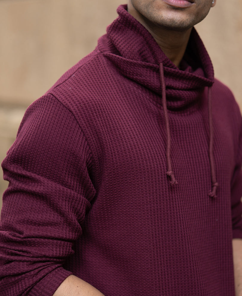 Wine Structured High Neck T-Shirt