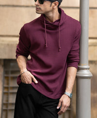 Wine Structured High Neck T-Shirt