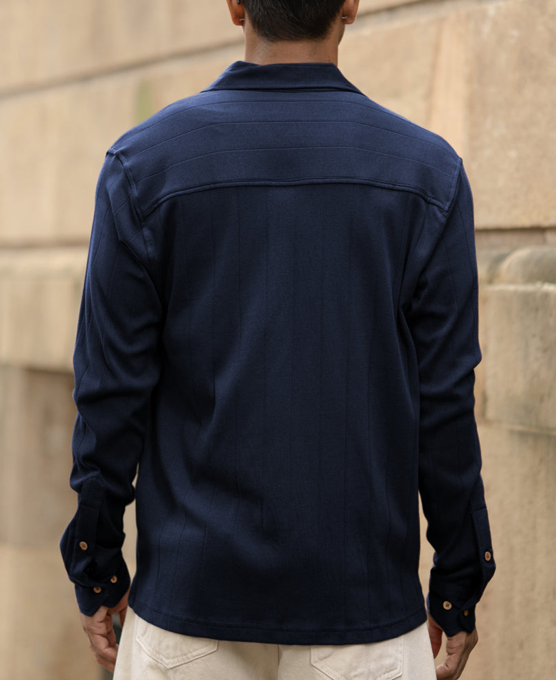 Navy Contrast Detail Shirt