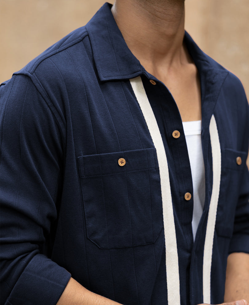 Navy Contrast Detail Shirt