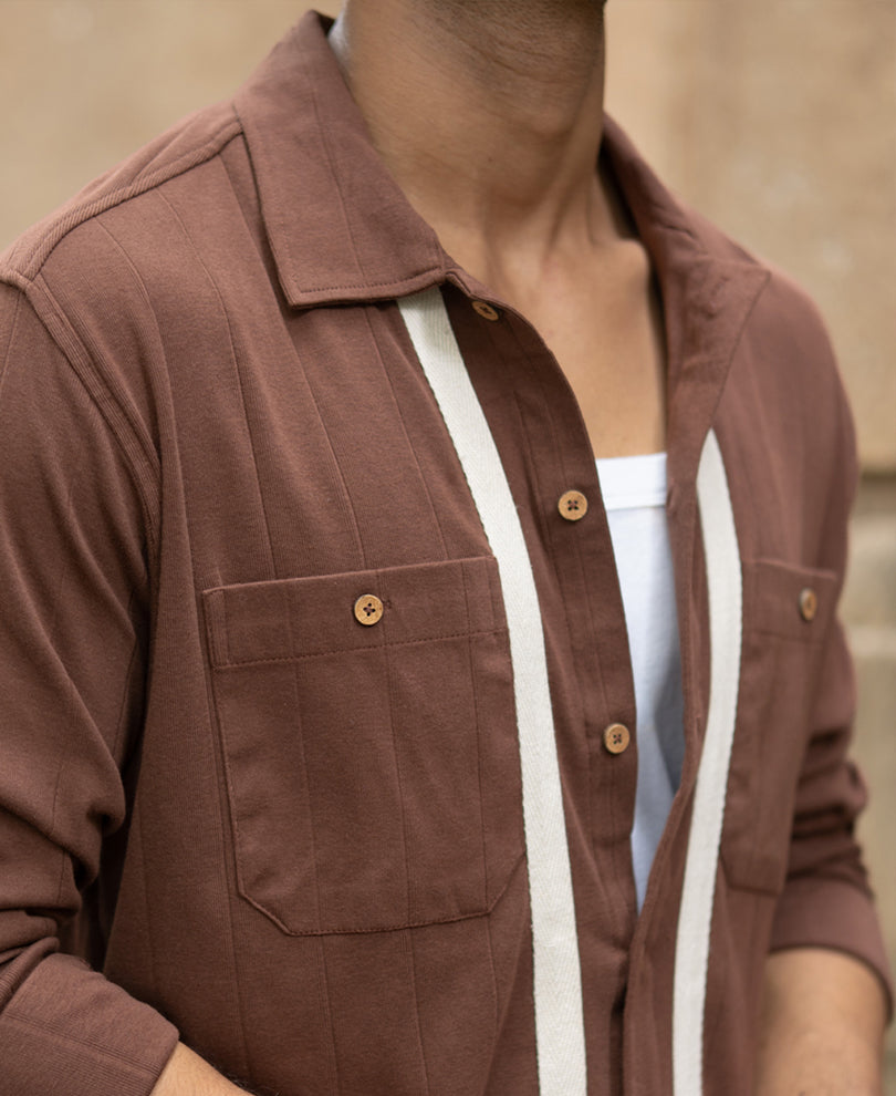 Brown Tape Detail Shirt