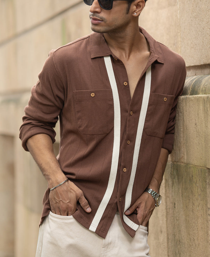 Brown Tape Detail Shirt