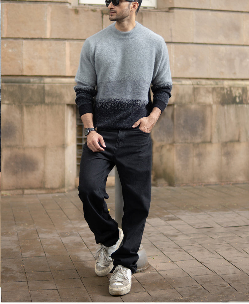 Grey Ombre Jacquard Sweater
