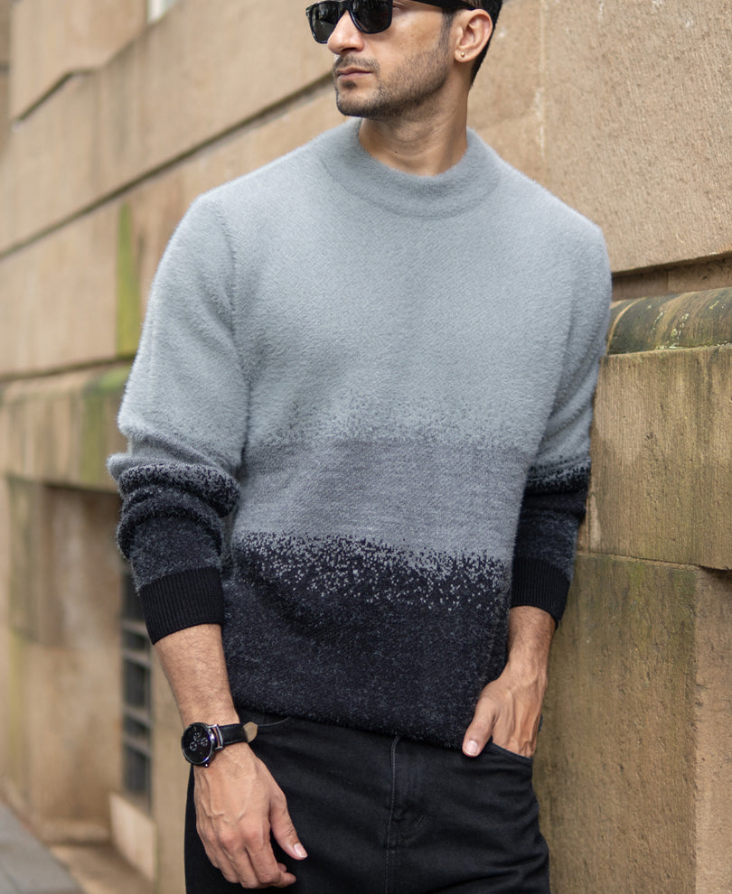 Grey Ombre Jacquard Sweater