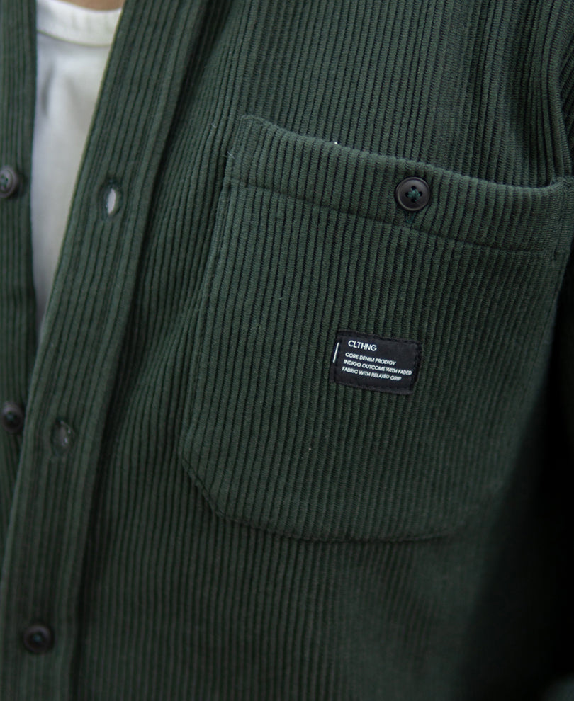 Dark Olive Knit Shirt With Pockets.