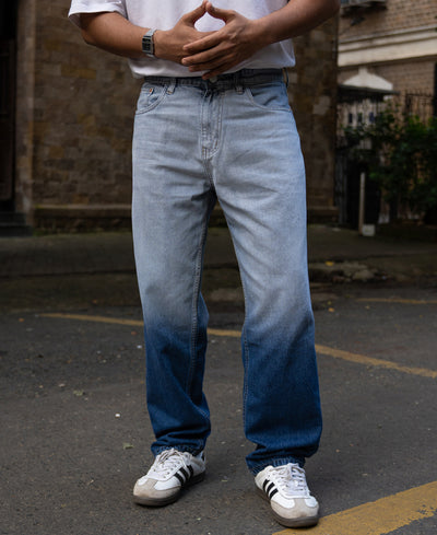 Blue Ombre Baggy Fit Jeans