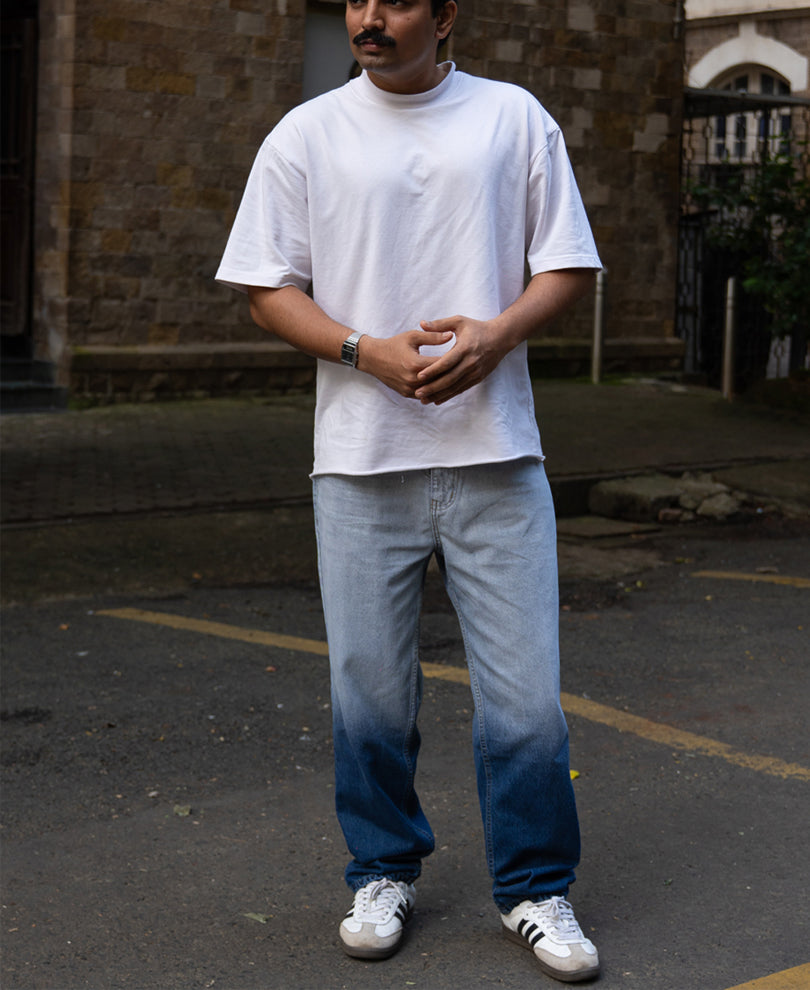 Blue Ombre Baggy Fit Jeans